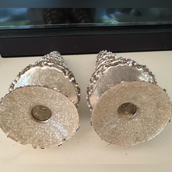 Holiday Antique Silver Mercury Glass Tree Bejeweled Pearls Beads Ornaments OoAK - Picture 5 of 6